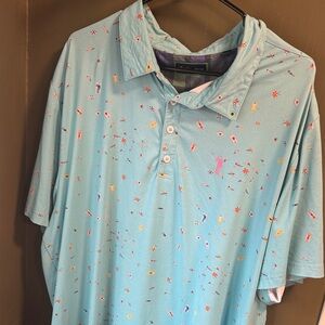 William Murray Golf Sky Blue Polo with Colorful Icons